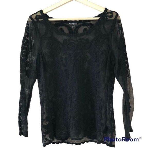 ✨ Express Mesh Embroidered Long Sleeve Top✨ - Picture 3 of 5